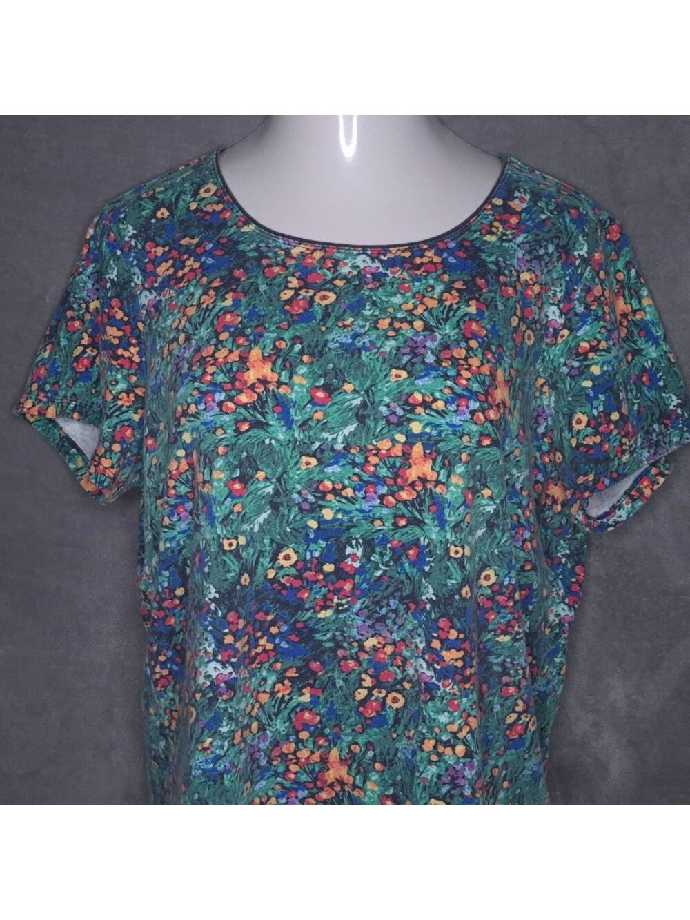 Karen Scott Womens Floral Print Short Sleeve Top 1X Casual T-Shirt Casual